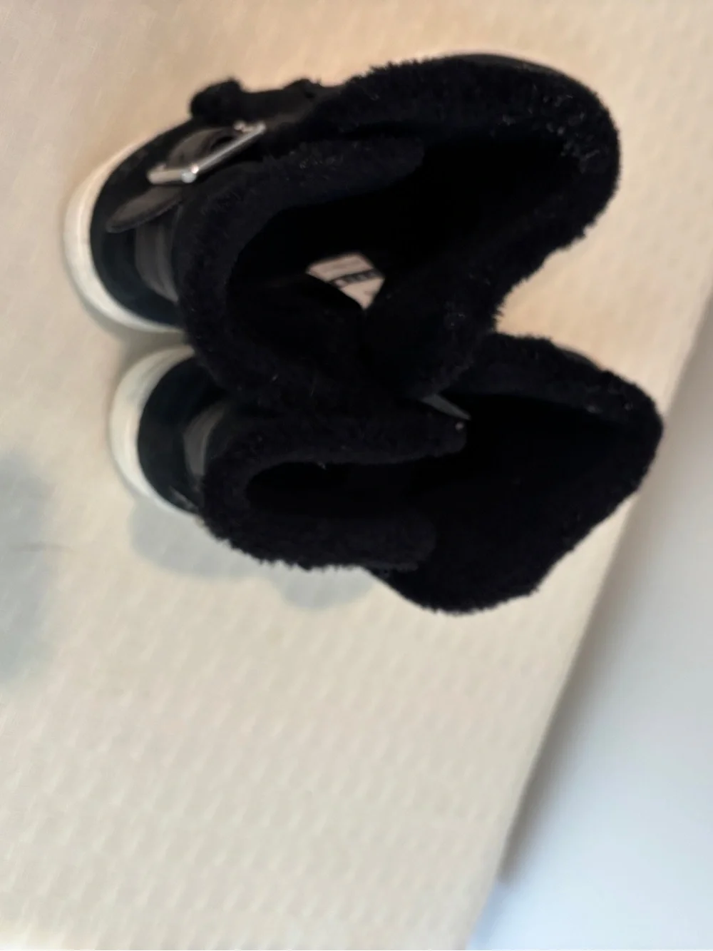 UGG Black Suede Faux-Fur Ankle Sneaker Boots